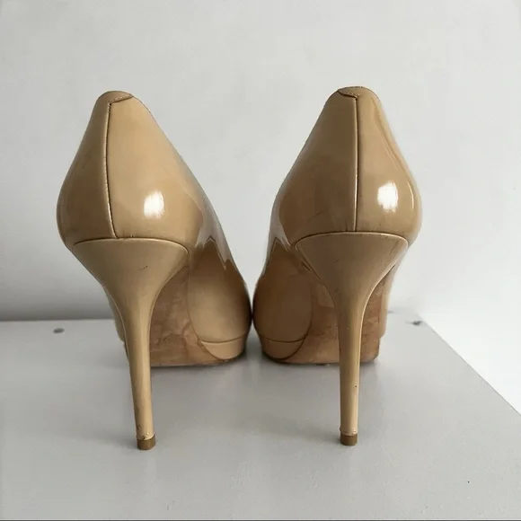 JIMMY CHOO Patent Leather Peep Toe Pump Heels - Picture 3 of 4